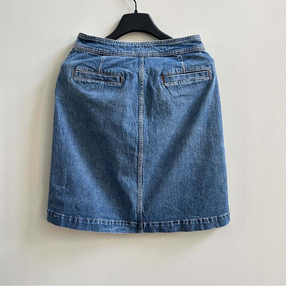J. Crew Classic Flap Pocket Blue Denim Skirt, Size 27 - Picture 4 of 11